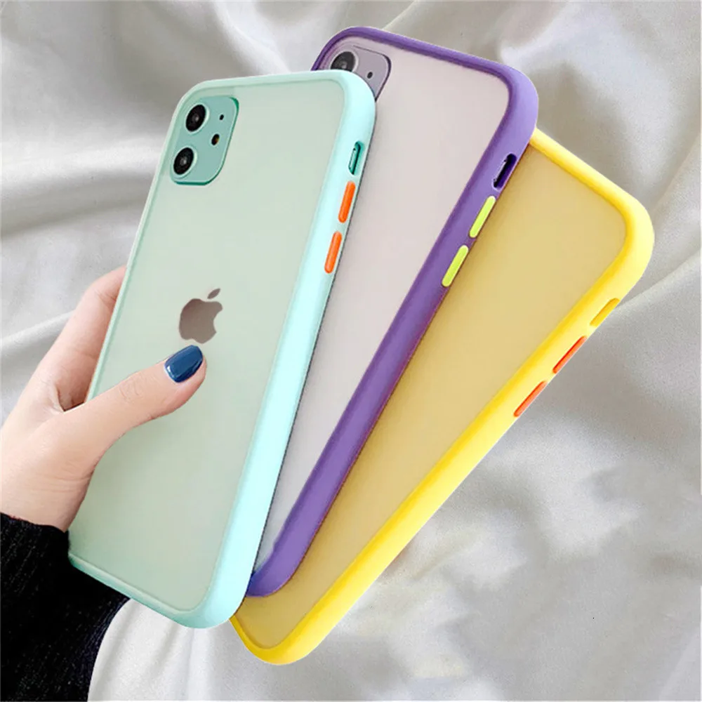 

Mint Simple Matte Bumper Phone Case for iphone 11 Pro XR X XS Max 12 13 6 8 7 Plus Shockproof Soft TPU Silicone Clear Case Cover
