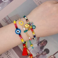 go2boho rainbow macrame bracelet gift evil eye pearl bracelets for women boho jewelry crystal colorful beads handmade femme