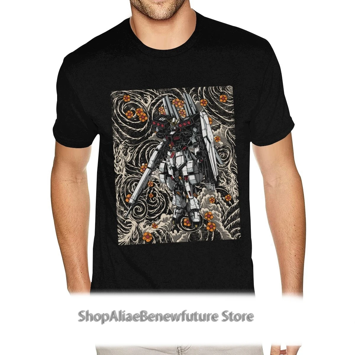 

Customised Nu Gundam Tshirt White Short Sleeve Boy S-6XL Black Tee Shirts