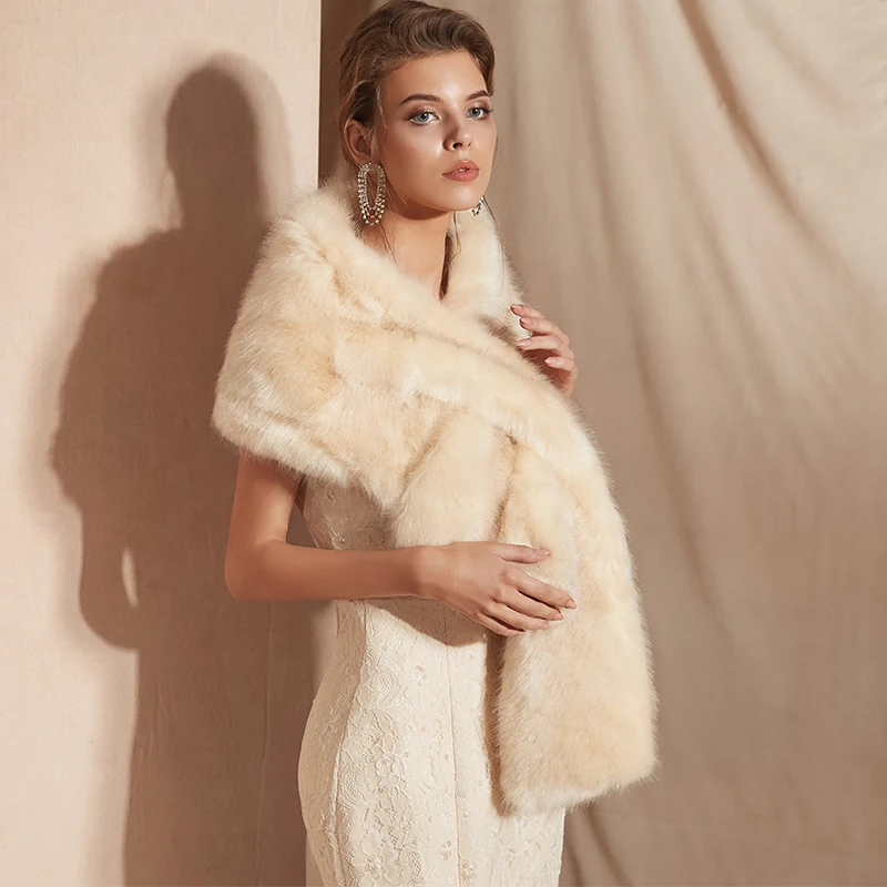 Женская меховая накидка цвета шампанского свадебное болеро из искусственного