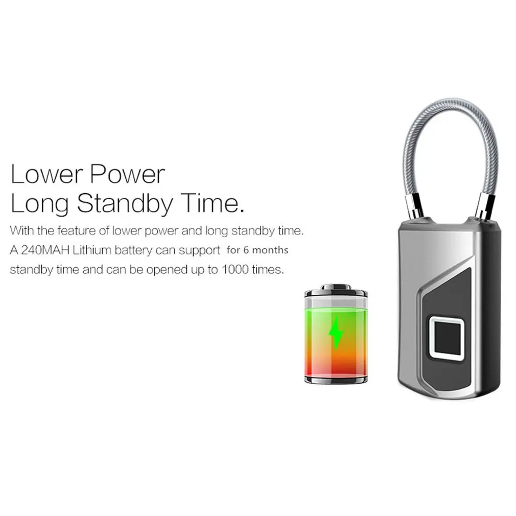 Smart Waterproof Wireless Fingerprint Lock Suitcase Anti-Theft Long Standby Electronic Padlock USB Charging APP Control | Обустройство