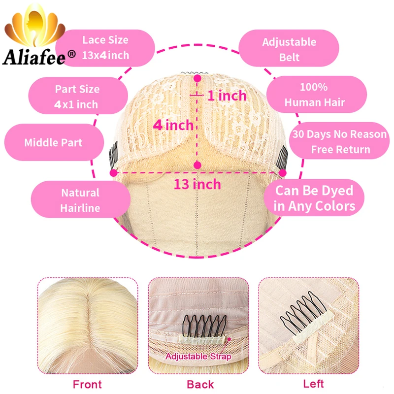 Transparent Blonde Color Remy Hair Straight Wig Lace Front Human 30 inch 1B 613 Ombre Part Wigs For Black Women | Шиньоны и парики