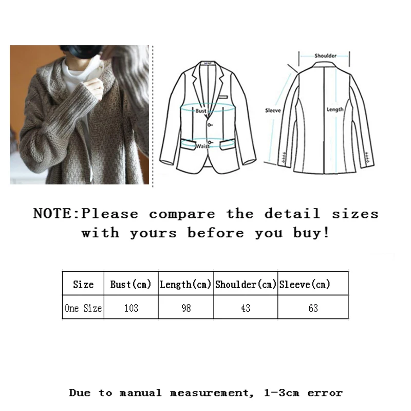 

Sllsky 2020 Autumn Winter Mid-Length Cardigan Sweater Hooded Women Sweater Jacket Solid Color Large Size Cardigan Sweater