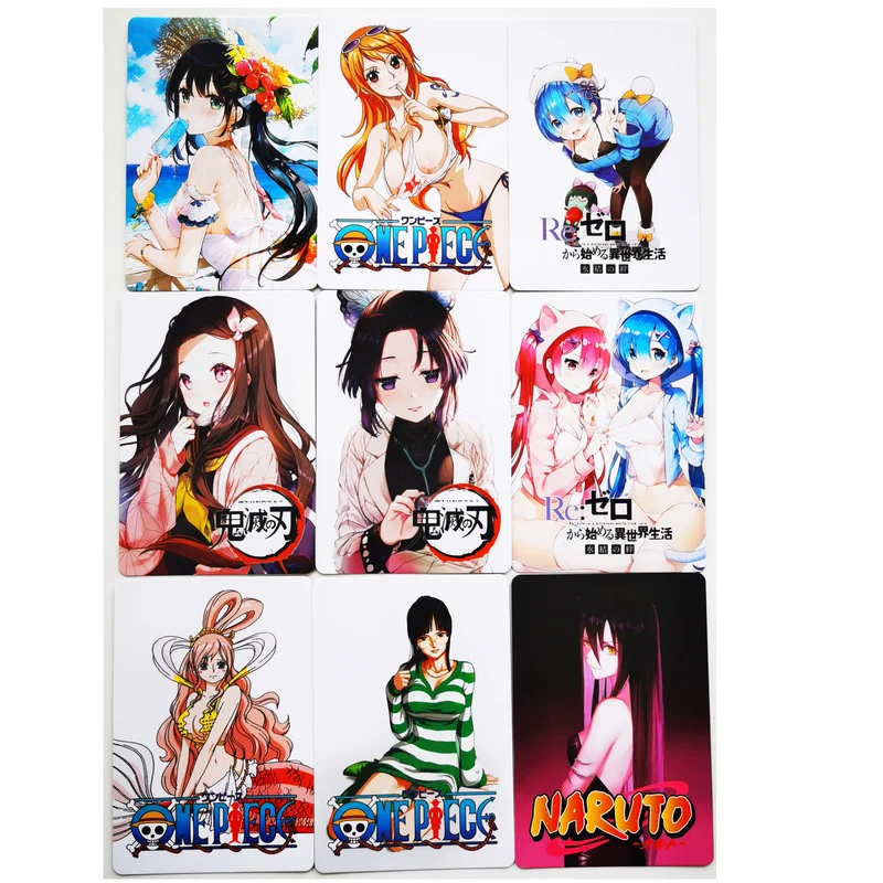 

9pcs/set ACG One Piece Nami Rem Demon Slayer Kamado Nezuko Sexy Girls Hobby Collectibles Game Anime Collection Cards