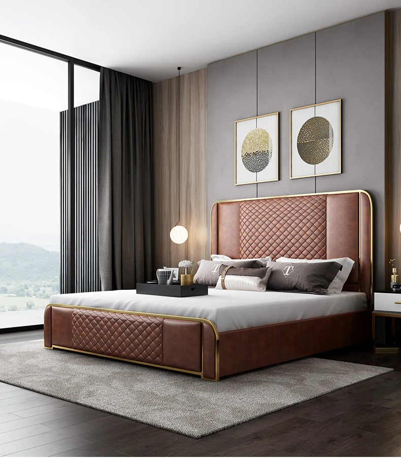 European style Velvet Tufted Headboard Wooden Classic King Size modern bedroom furniture |