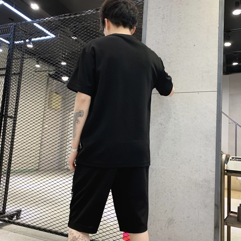 

5XL Tracksuit Short Sleeve T Shirt Set Men Hip Hop Mens Cotton Tshirt Summer Tee Running Causal Fashion Loose Knitted Tshirts