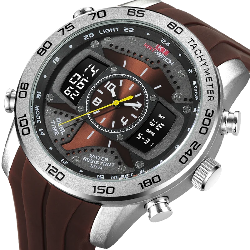 

KT Watches Men 2020 Wrist Watch Quartz Sport sicilion Gifts Luxury Waterproof Chronograph Analog Digital Mans Watch Black KT714