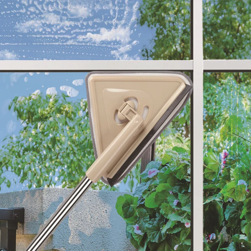 

Dust Removal Mop Glass Cleaning Mop Double-sided Telescopic Rod Window Cleaner Squeegee Wiper Long Handle Rotating Head Brush
