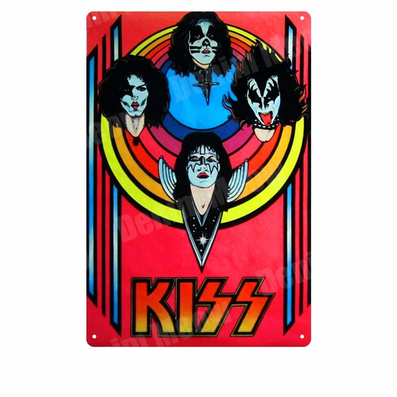 F Kiss Band табличка винтажная металлическая жестяная вывеска домашний бар Паб Клуб декоративные металлические тарелки музыка рок наклейки на стену железный Арт плакат MN5 - Цвет: F