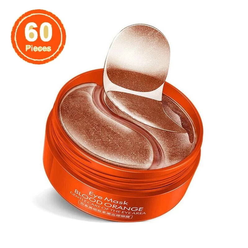 Маска для глаз с кровавым апельсином, 60 шт. Удаляет мешки под глазами, антивозрастной уход, питание, гиалуроновая кислота, увлажнение, осветление кожи.