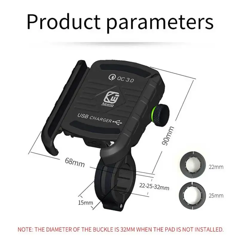 

Motorcycle Mobile Phone Holder Stand Mount for Moto Motorbike Cell Phone GPS Support with Waterproof QC 3.0 USB Charger