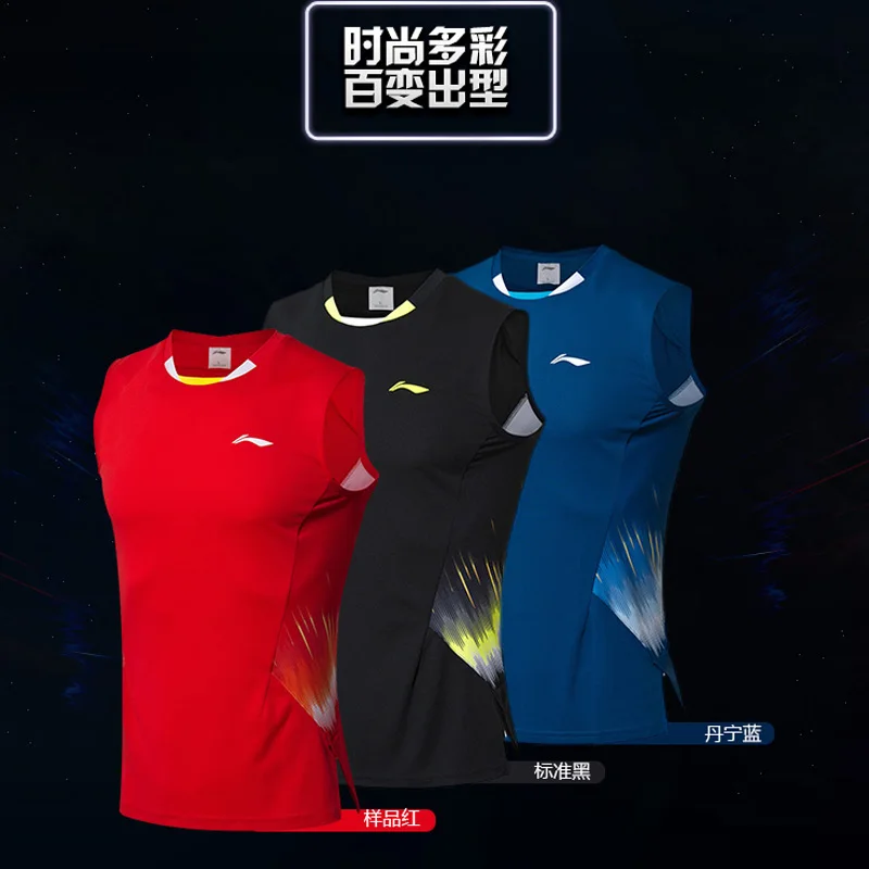 Li-Ning мужской костюм для соревнований по бадминтону национальная команда спонсор комфортная подкладка дышащие футболки без рукавов AVSN291 COND18