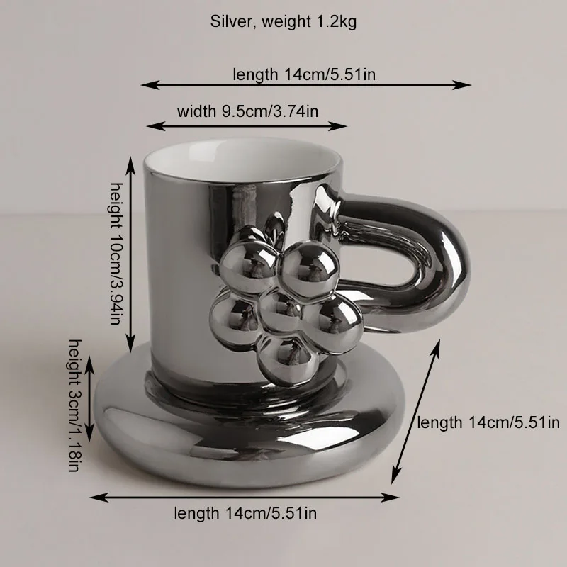 

Nordic ins ceramic flower mug decoration Japanese style home office couple coffee cup creative dessert fruit plate water cup