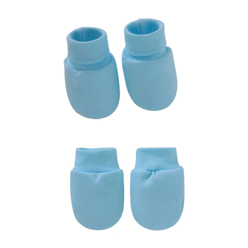 

2 Pair Baby Newborn Soft Cotton Face Protection Gloves Foot Cover Set Anti Scratch Handguard Mittens Footguard Socks Kits H9EF