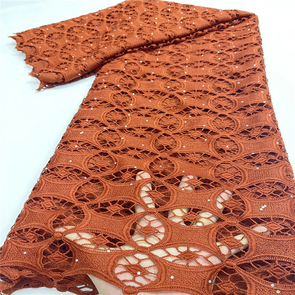 

Guipure lace cord high quality african nigerian lace fabric water soluble punch for party material