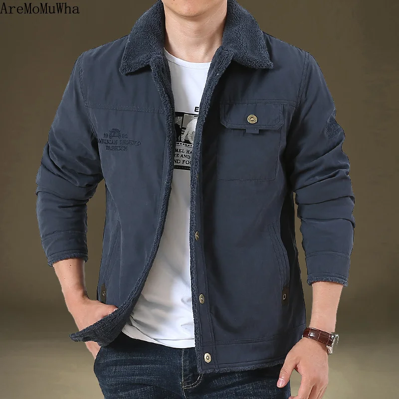 NEW Fall Winter Padded Jacket Men's Loose Padded Jacket Men's Plus Velvet Thick Tooling Lapel Youth Padded Jacket Warm Top M-4XL