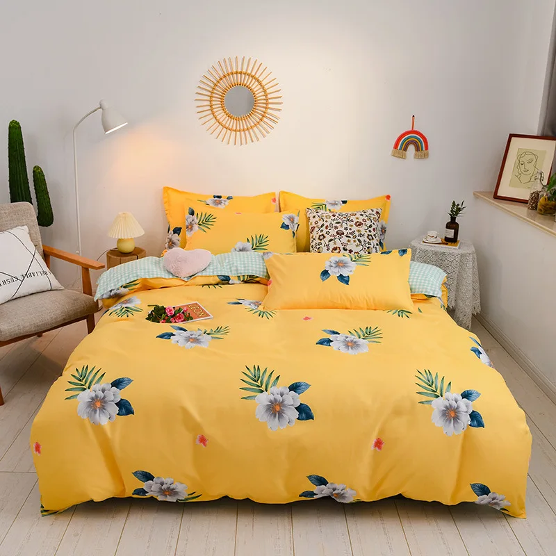 

Желтый Цвет пододеяльник Постельное белье 3/4 шт. домашний одеяло из текстиля простынь и наволочки для подушек, маленький цветочный узор