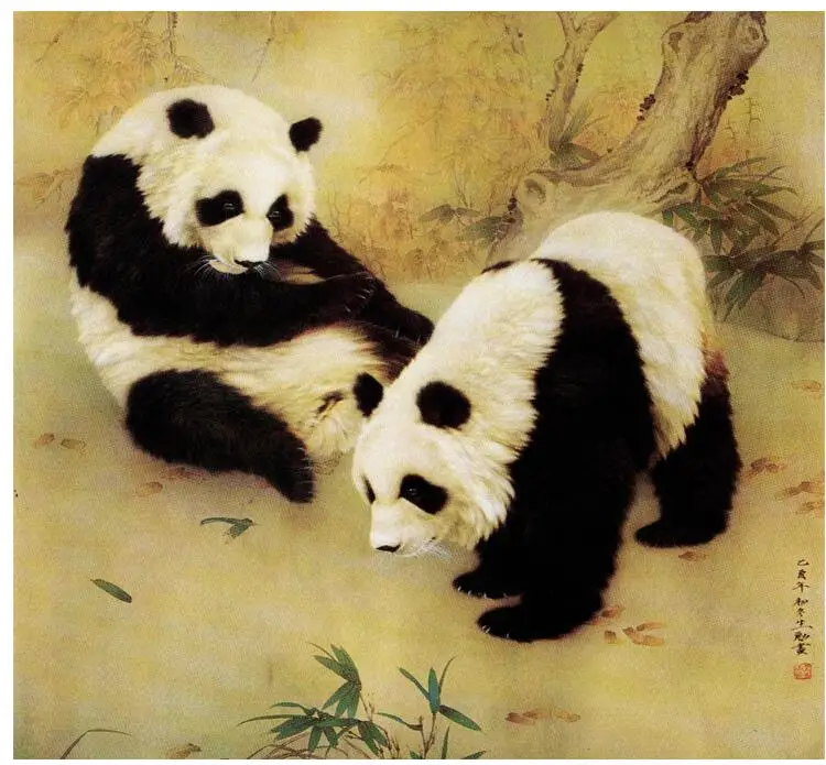 

Two pandas Super quality traditional Chinese Art Painting Home Office Decoration Chinese paintingPrinted painting