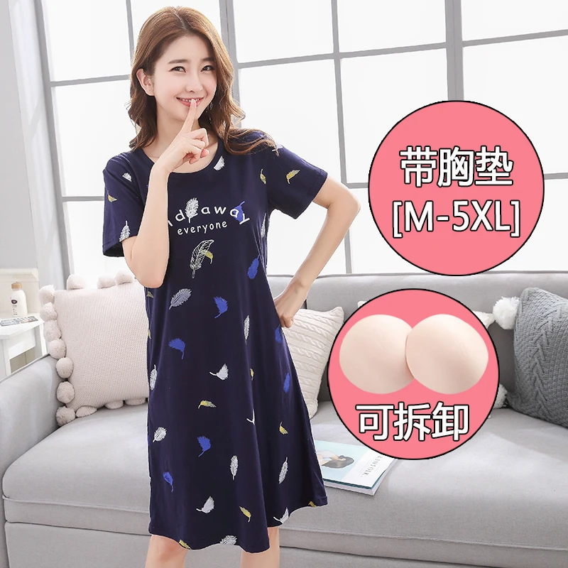 Летнее женское хлопковое Ночное платье большого размера M-4XL 5XL с круглым вырезом