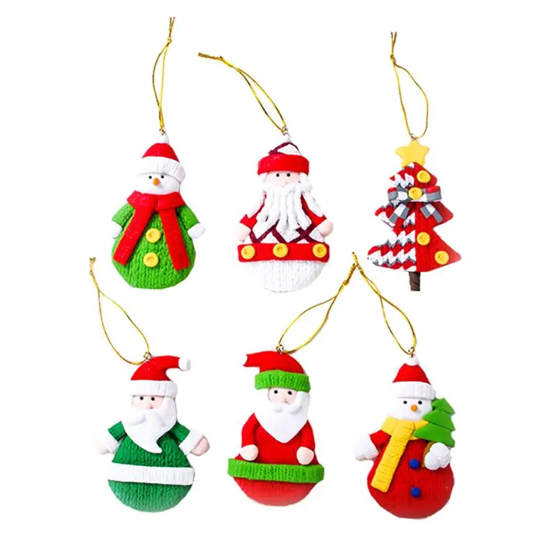 

6Pcs Xmas Santa Claus Doll Pendants Festival Pendants Xmas Themed Decorations
