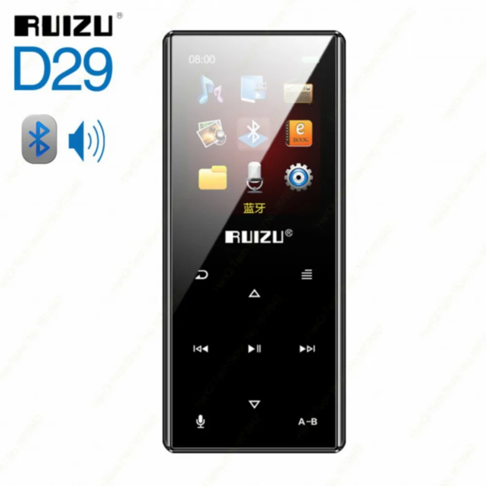 RUIZU D29 Bluetooth MP3 Player Portable Audio 8GB Music Player With Built-in Speaker Support FM,Recording,E-Book,Clock,Pedometer