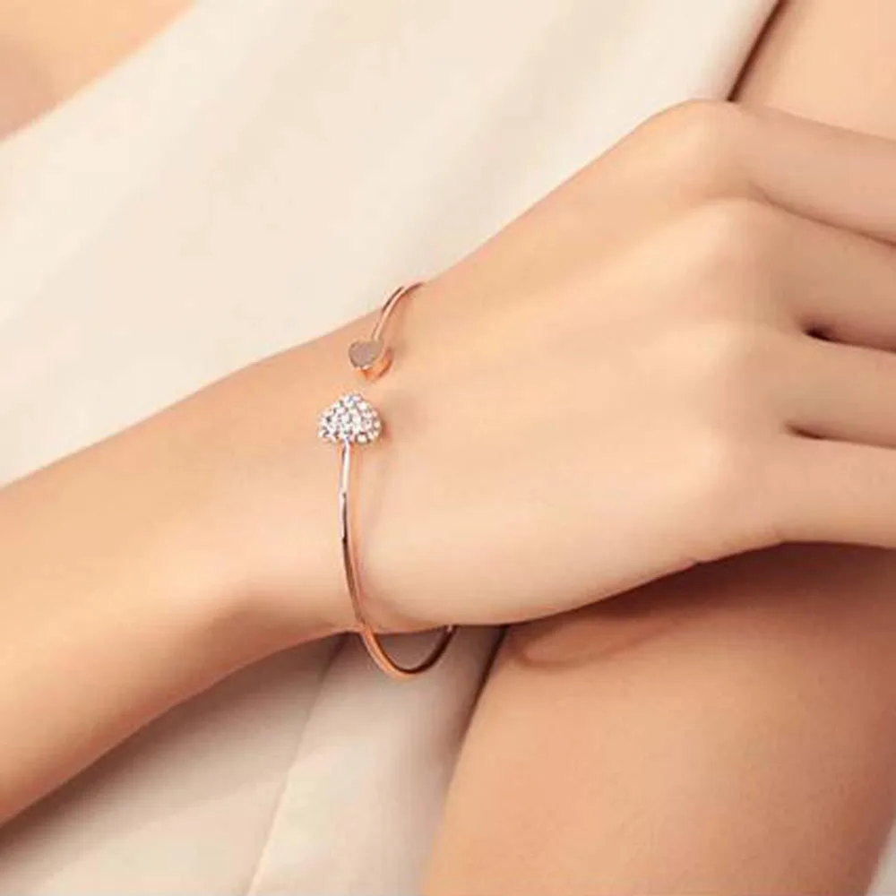 Горячая Мода регулируемое Хрустальное Двойное сердце бант билезик размер