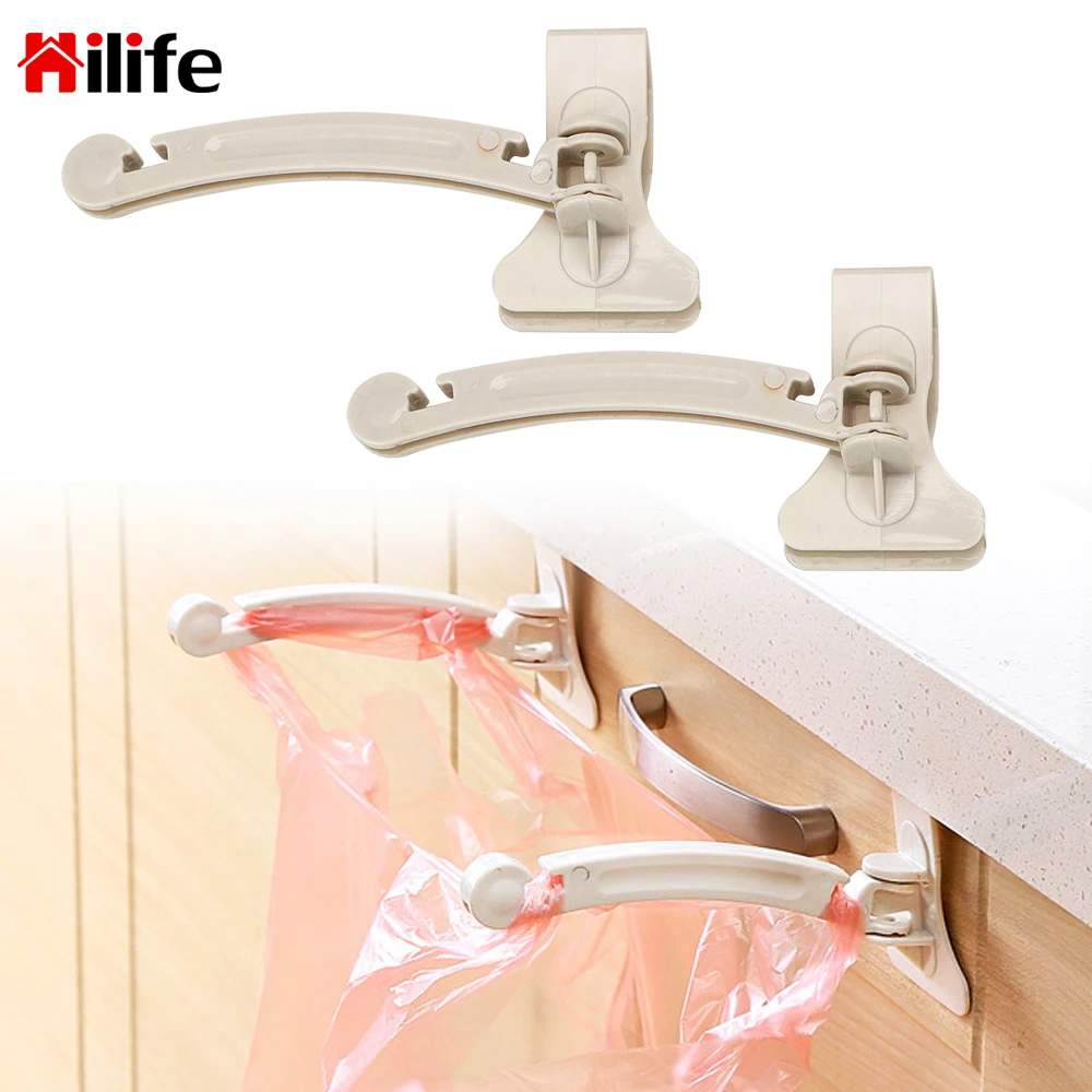 

For Storage Bag Plastic Trash Hanger Racks Cupboard Door Hanging Holder 2/4/6 Pcs Pack Kitchen Cabinet Garbage Bags Hooks