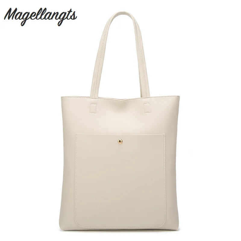 Сумка-тоут женская из экокожи однотонный саквояж на плечо повседневный