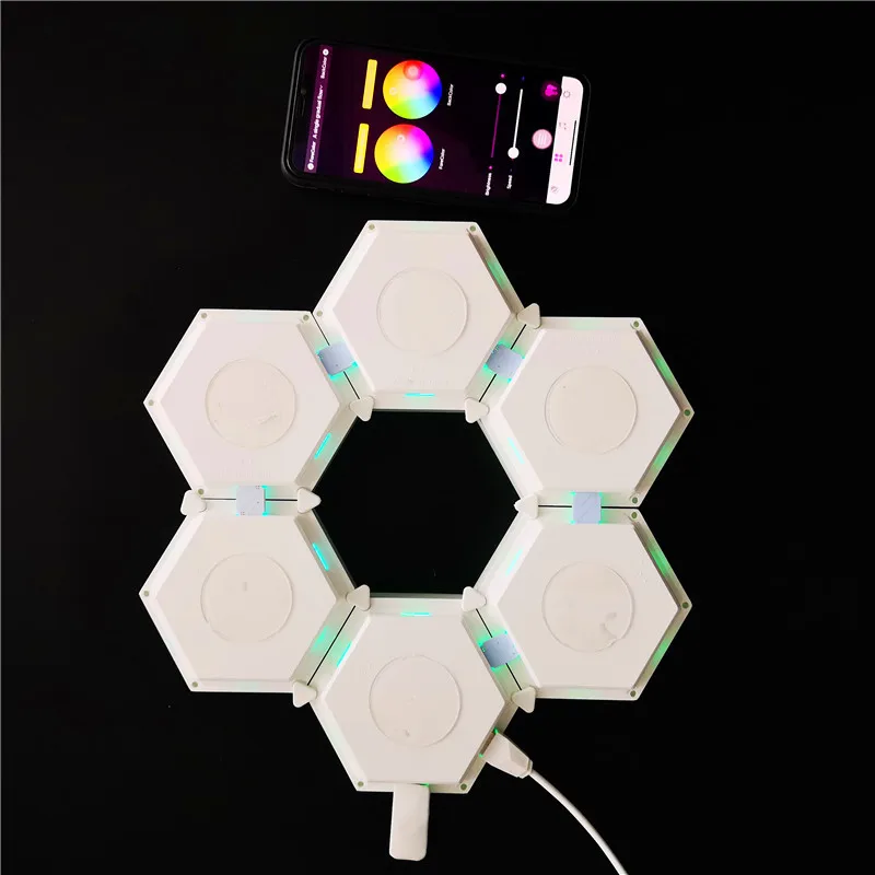 App Coloful quantum lamp smart home honeycomb Light hexagonal creative wall combination splicing bedroom bedside | Лампы и освещение