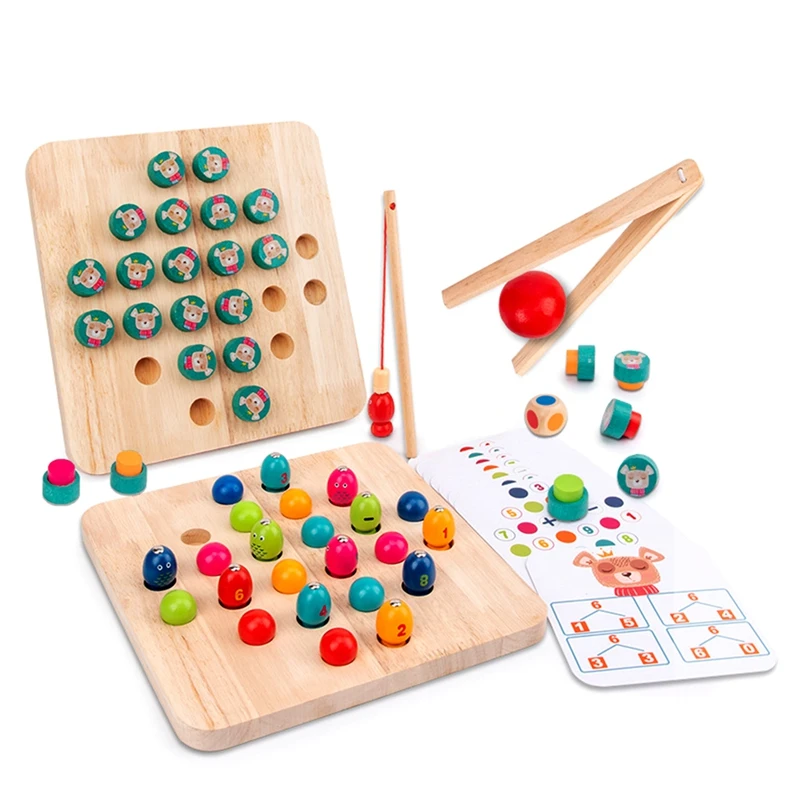 

4 in 1 Children Fishing Toy Memory Chess Educational Color Digital Cognition Child Parent Interact Table Game
