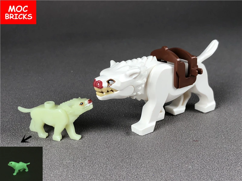 Набор кубики MOC сделай сам фигурки животных волк и светящийся аксессуары