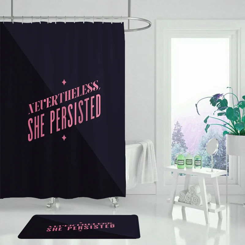 

Black background English font shower curtain waterproof polyester fabric shower curtain bathroom decoration