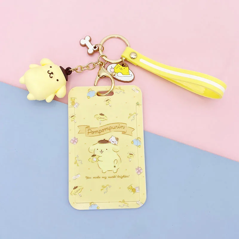 

Hot Sell Cute Cartoon ID Card Fashion Student Campus Badge Bus Card with Lanyard Keychain Cute Doll Pass Slide Cover Holder
