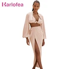 Karlofea Новое Сексуальное Платье из 2 предметов, летнее платье с разрезом, великолепное розовое пляжное атласное платье для отпуска, элегантная драпировка