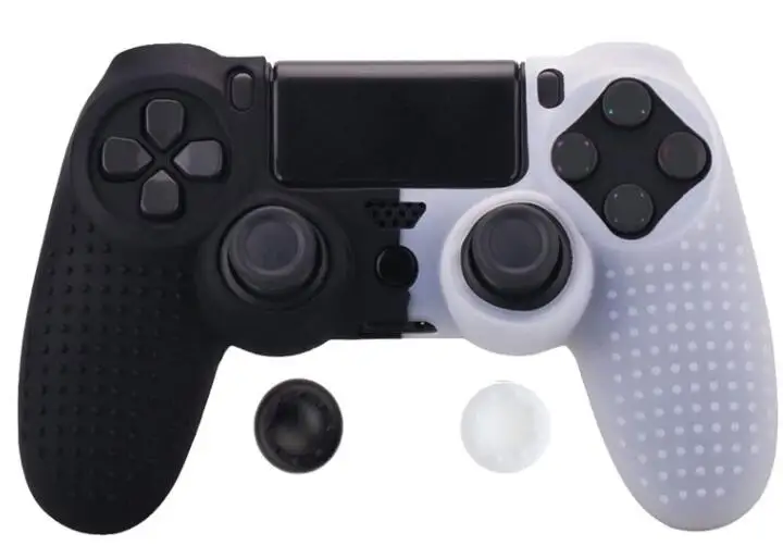 C Цветной Противоскользящий силиконовый резиновый чехол для PS4 Dualshock 4 Pro тонкий контроллер с бесплатным силиконовый захват большого пальца - Цвет: C