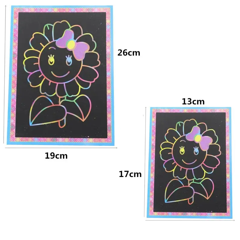 

12 pcs Color Border Scratch Art Paper Magic Painting Paper with Drawing Stick Scratch Art Papers