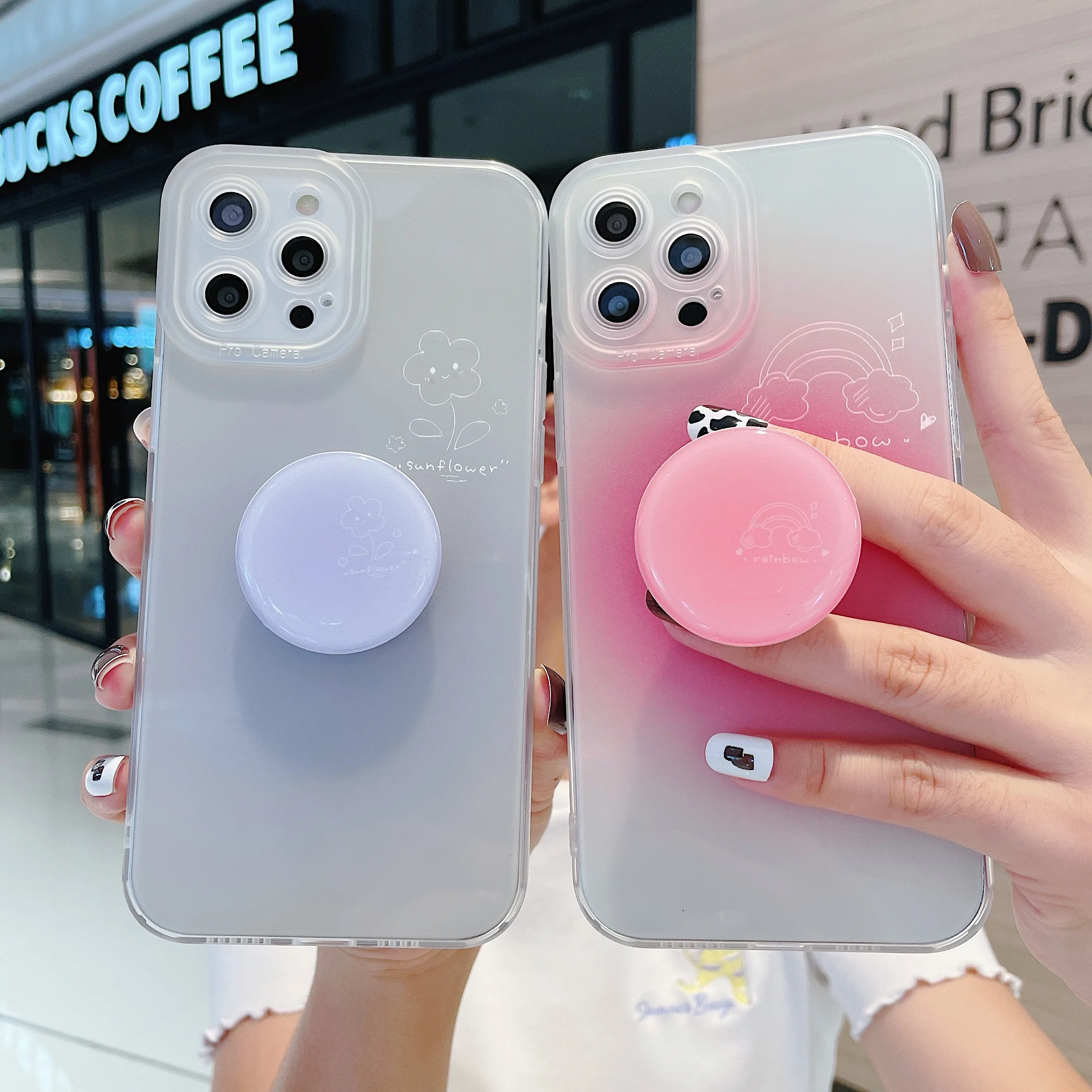

Gradient Color Holder Phone Case for iPhone 13 12 Pro Max 12 Mini X XR XS Max Candy Cases for iPhone 11 7 8 Plus Cute Back Cover