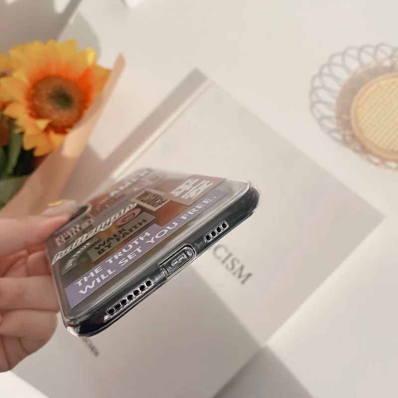 

Transparent label retro silicone phone case for iPhone11 12Pro Max mini X XR XS XSMax 8 7PluS anti-drop protective back cover