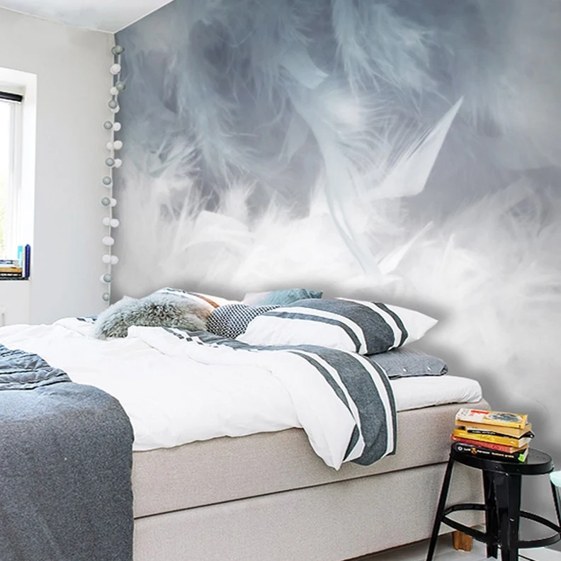 3D синие перья свежие скандинавские обои простые Роскошные гостиная диван тв