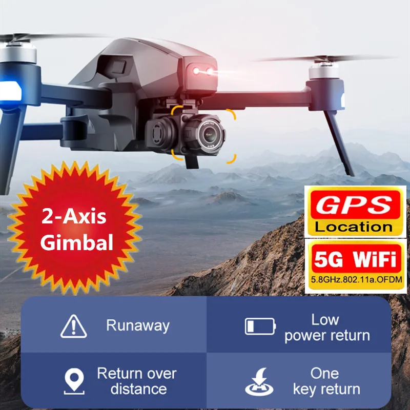 

2-Axis Gimbal PTZ 4K ESC Camera Brushless Motor GPS Position Optical Flow 5G RC Drone 2KM 30MINS Quadcopter VS SG906 Pro GD91 F8