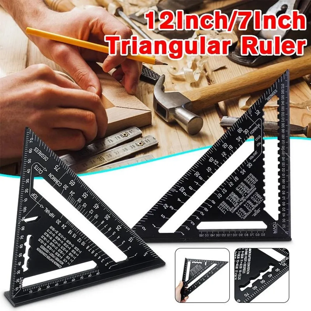 

Square Triangle Ruler Tool Triangle 7\\\"/12\\\" Alloy Aluminum Black Guide