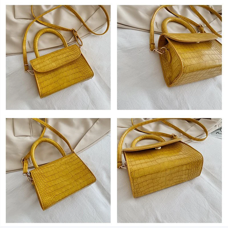 

Crocodile Pattern PU Leather Crossbody Bags For Women 2021 Female Chains Shoulder Bag Mini Purses and Handbags Travel Tote Bags