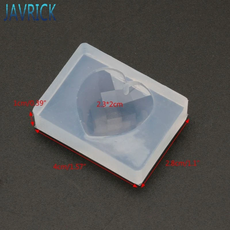 Граненый кулон в форме сердца с отверстием для вешалки полимерная форма