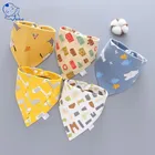 5 шт.комплект, Детские треугольные нагрудники из хлопка с мультяшным принтом