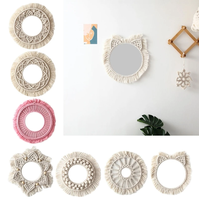 

Macrame Tapestry Wall Hanging Decorative Mirror Bohemia Home Art Wall Decoration