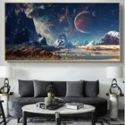 Постер на холсте с изображением Вселенной, звезд, планеты, пейзажа, печать космоса, экзопланеты, галактики, Настенная картина для гостиной, домашний декор