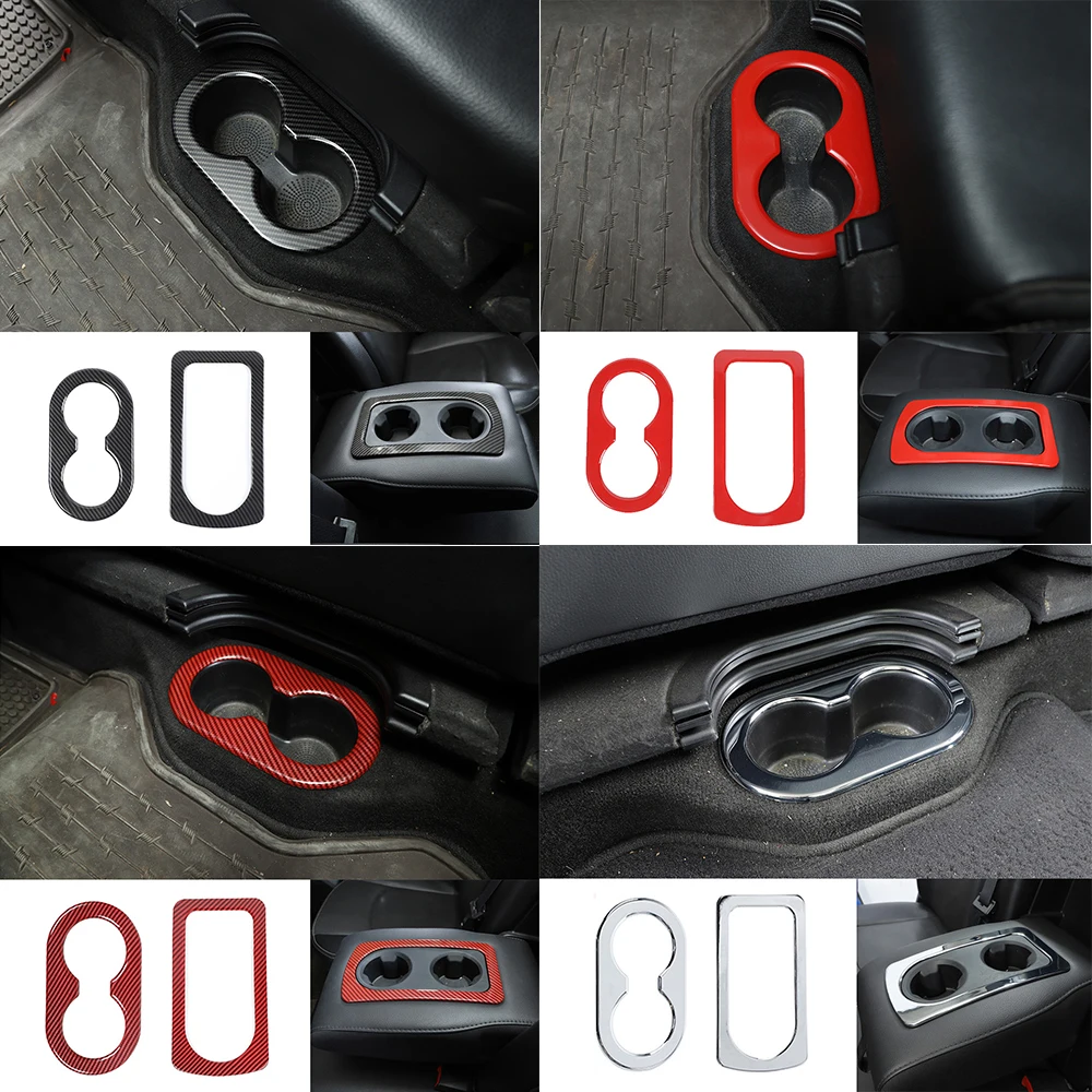 

Interior Mouldings For Dodge Ram 2010-2017 Rear Water Cup Holder Cover Trim 2PCS ABS Car Accesories Interior
