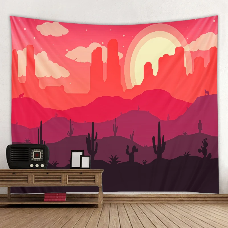 

Beautiful landscape tapestry wall hanging beach towel sunset mountain dormitory decoration living room wall background tapestry