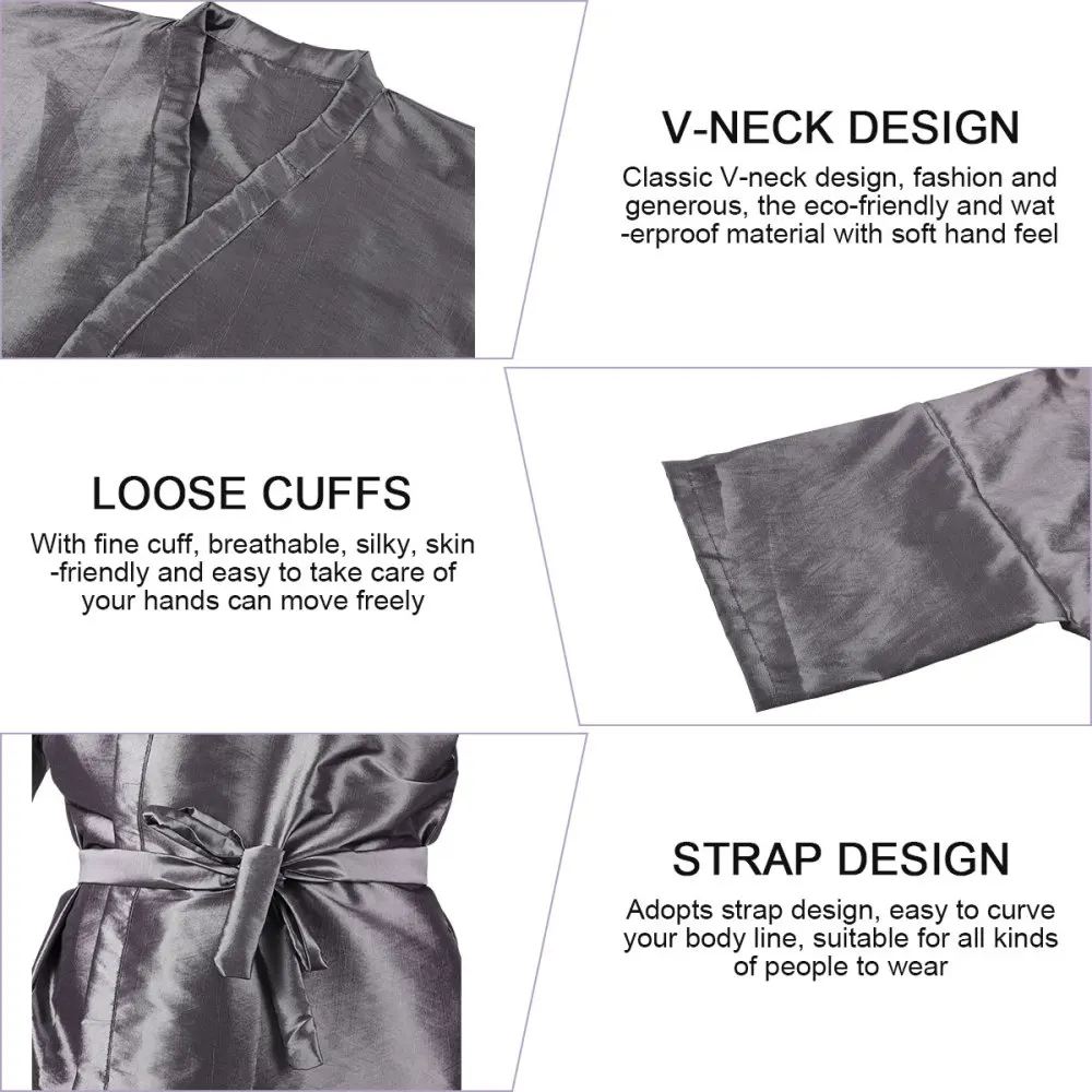 

Frcolor Salon Client Gown Robes Cape Hair Salon Smock for Clients (Silver Grey)