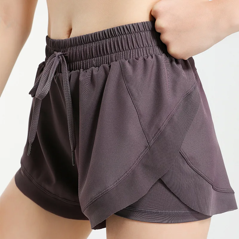 

Women's High Waist Stretch Athletic Workout Active Fitness Volleyball Shorts 2 in 1 Running Double Layer Sports Shorts